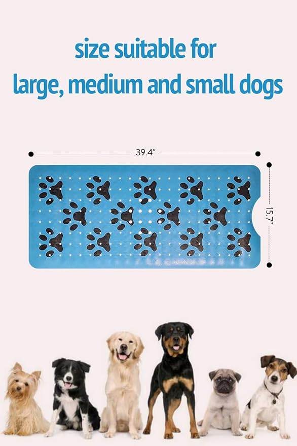 Dog Bath Mat for Tub -Non-Slip Bath Pad for Pet Dogs-Shower Non-Slip Mat Quick Drain Dog Shower Accessory pad Supplies 39.4x15.7 Inches (Blue)