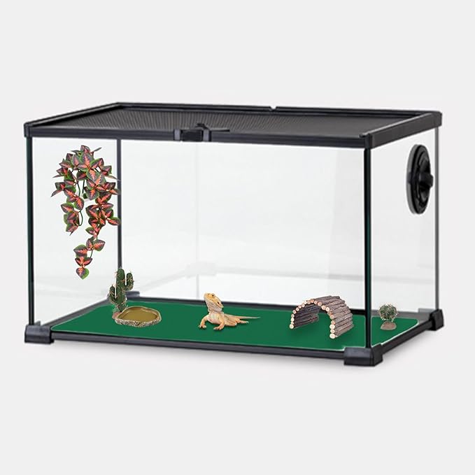 47" x 24" Large Reptile Carpet Terrarium Liner Bedding Reptile Substrate Mat Tank Accessories for Bearded Dragon Snake Lizard Tortoise Leopard Gecko (Green)