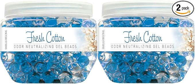 SMELLS BEGONE Odor Eliminator Gel Beads - 12 oz, Pack of 2 - Eliminates Odor in Bathrooms, Cars, Boats, RVs & Pet Areas - Air Freshener - Made with Essential Oils - Fresh Cotton Scent