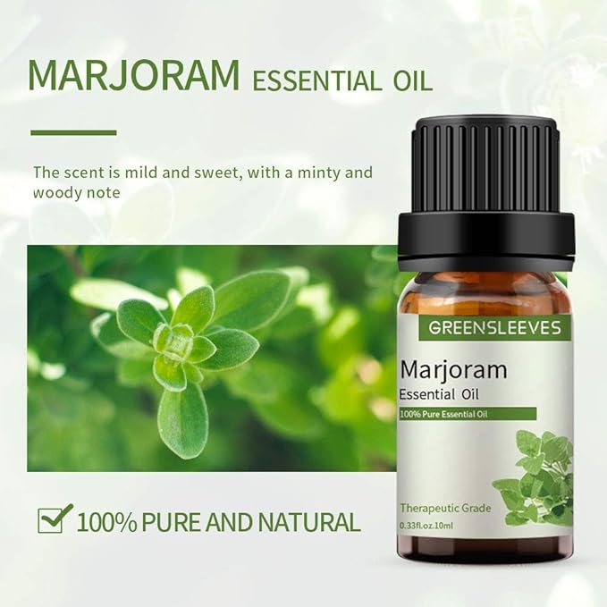GREENSLEEVES Marjoram Honeysuckle Essential Oil Set, 2 x 10ml Pure Plant-Based Fragrance Oil for Aromatherapy, Essential Oils for Diffuser, Massage, Bath Bomb, Scented Candle Soap Making