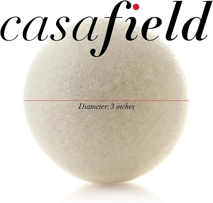 Casafield Wool Dryer Balls Set of 6, Extra Large Organic Handmade 100% New Zealand Wool, Natural Laundry Fabric Softener