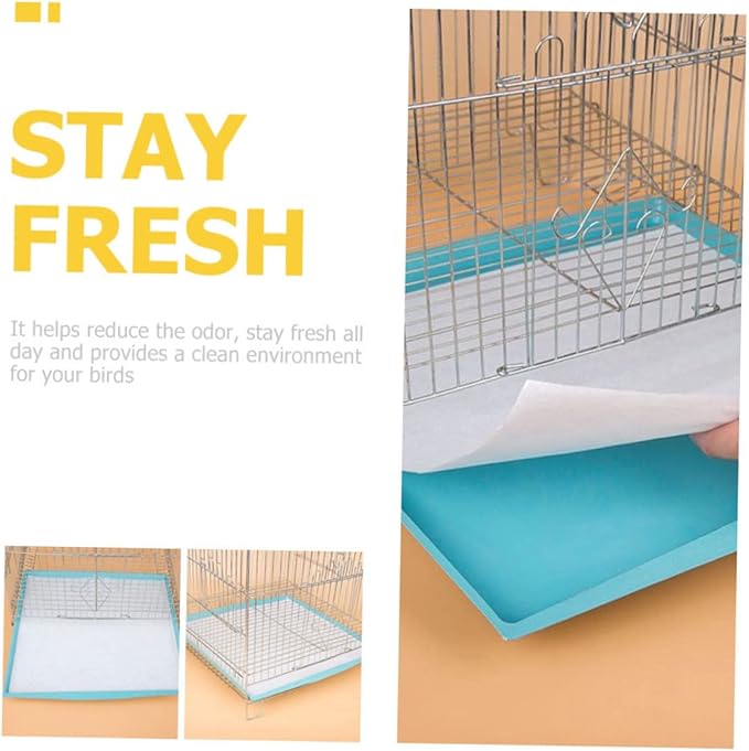 300Pcs Disposable Bird Cage Pads Thick Absorbent Paper Liners for Parrot and Bird Cages Pre-Cut Square Liners for Easy Cleaning and