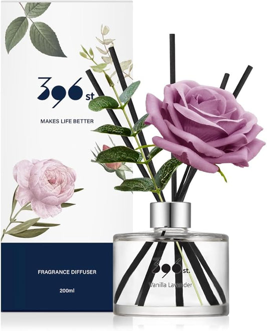 396 st. Rose Flower Reed Diffuser, Vanilla Lavender, 200ml(6.7oz) / Reed Diffuser Sets, Home Fragrance, Scented Oils, Home & Bathroom Décor