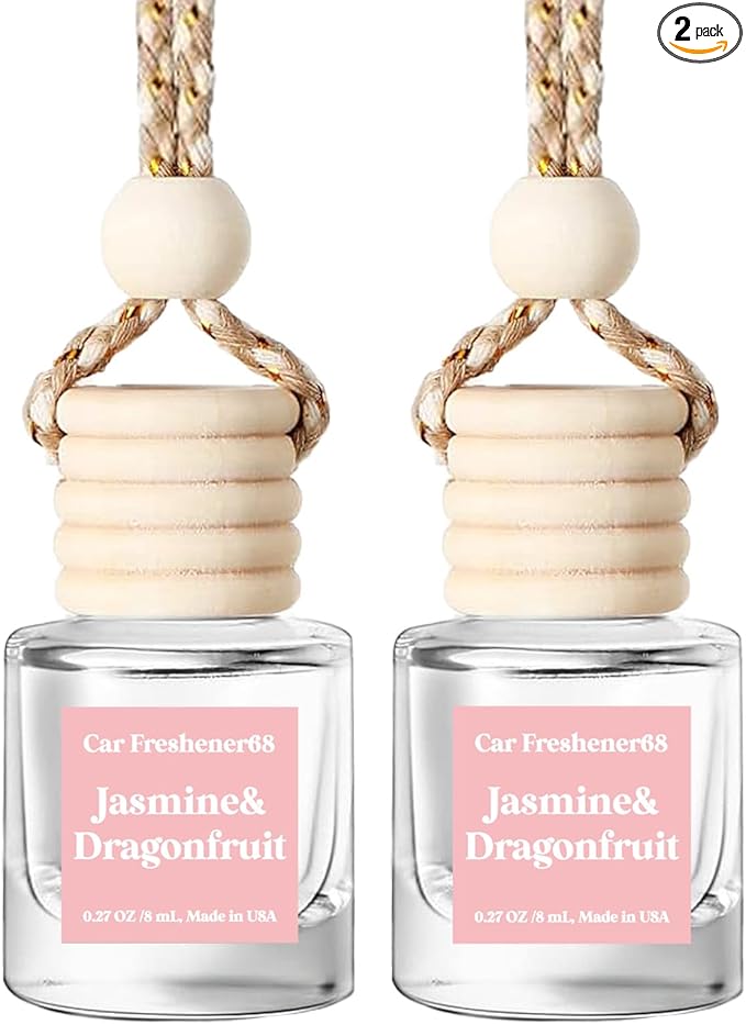 HoogaLife Car Air Freshener Diffuser 2 Pack Hanging Jasmine Dragonfruit Car Air Freshener for Women 45+ Days Long Lasting Fragrance Made in USA (B68)