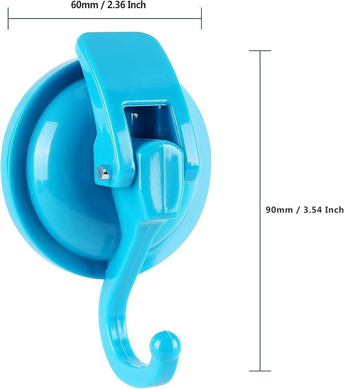 Heavy Duty Vacuum Suction Cup Hooks, Blue Plated Polished Super Suction for Kitchen Bathroom, 2 Pack