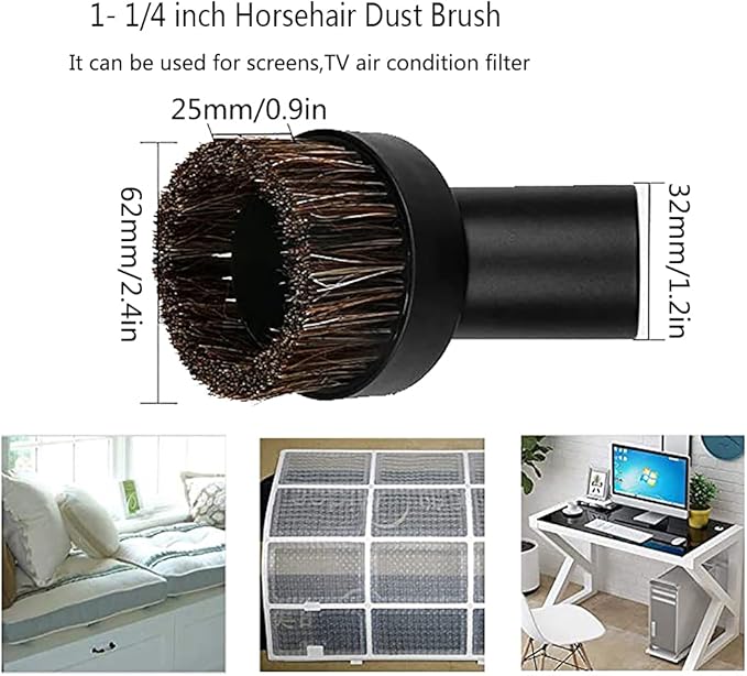 1 1/4" Vacuum Attachments Brushes for Small Shop Vac Accessories 1/4 inch or 1 3/8 inch Vacuum Cleaner Accessories