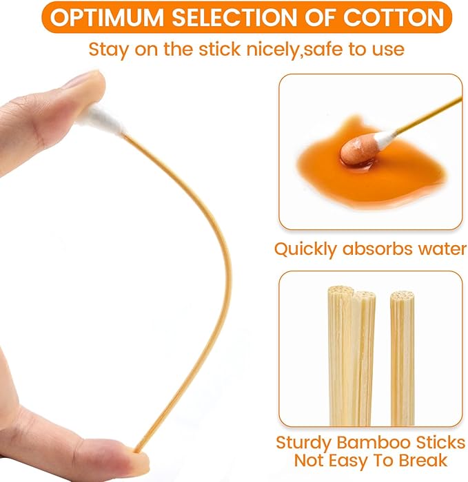 100 PCS Large Cotton Swabs in Storage Box - 6 inch Extra Large Dog Ear Cleaning Swab Soft and Thick with Bamboo Handle Specially Designed for Pet Care