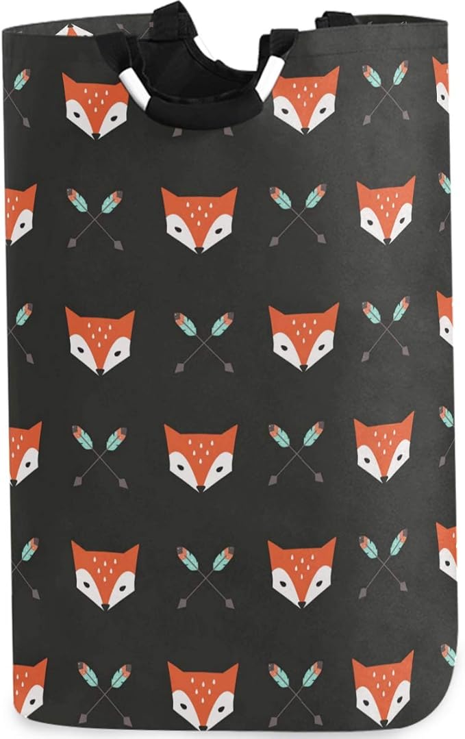 visesunny Collapsible Laundry Basket Foxes And Arrow Animal Large Laundry Hamper Oxford Fabric Dirty Clothes Toy Organizer with Handle For Bathroom Bedroom Kids Room Dorm