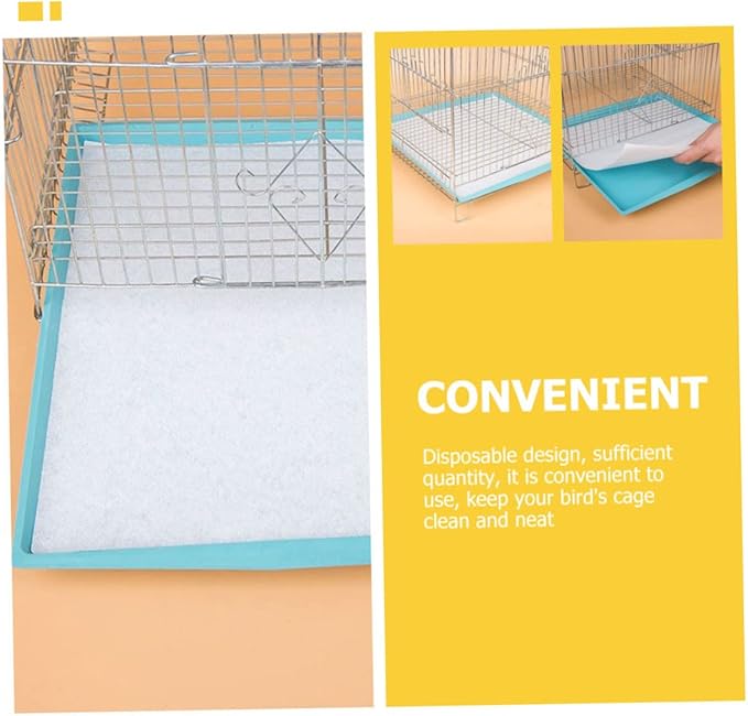 300Pcs Disposable Bird Cage Pads Thick Absorbent Paper Liners for Parrot and Bird Cages Pre-Cut Square Liners for Easy Cleaning and