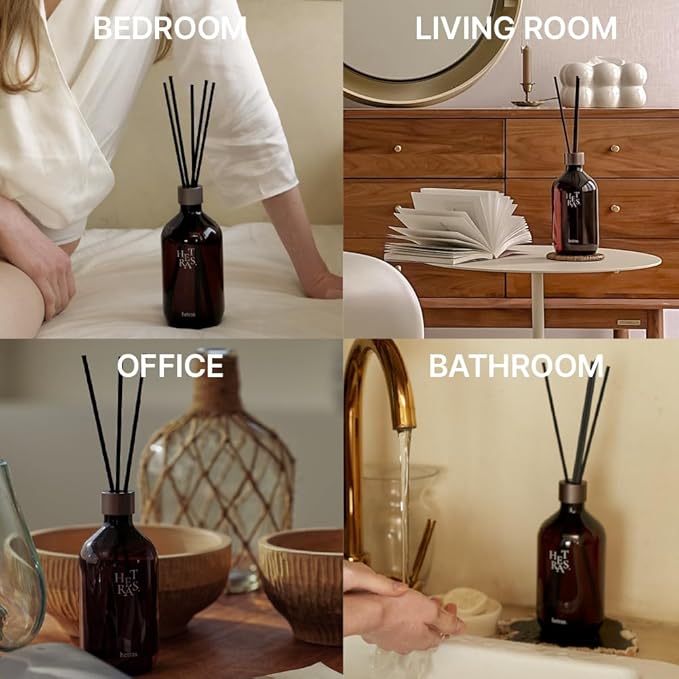 hetras Premium Reed Diffuser Set 16.9 fl.oz. 1 Pack | Jeju Saryeoni Forest - Citrus & Greenery Scent | Long-Lasting Luxury Fragrance with 10 Reed Sticks for Home & Office | Gifts for Loved One