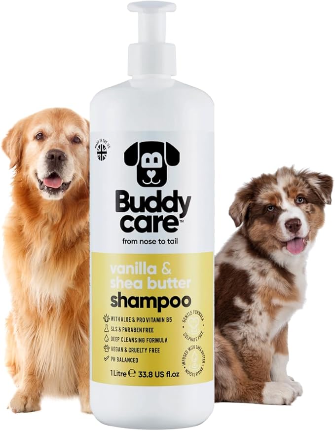Vanilla & Shea Butter Dog Shampoo - (33.8oz) Itch Relief & Dog Shampoo Sensitive Skin Care, Dog Shampoo and Conditioner, Premium Dog Grooming Supplies for All Breeds