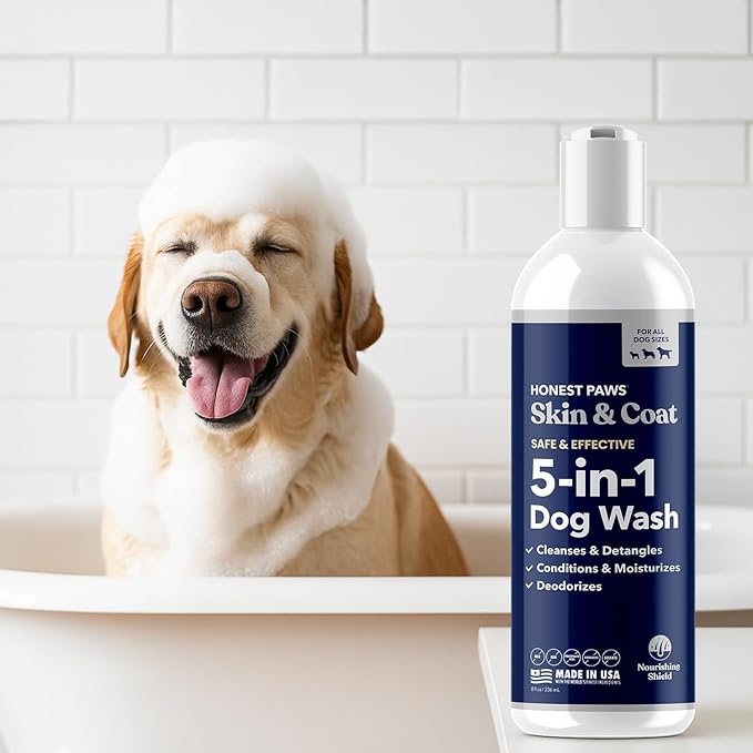 Honest Paws Dog Shampoo and Conditioner - Premium Dog Wash for Allergies and Dry, Itchy, Moisturizing for Sensitive Skin - Sulfate Free, Plant Based, All Natural - 8 Fl Oz