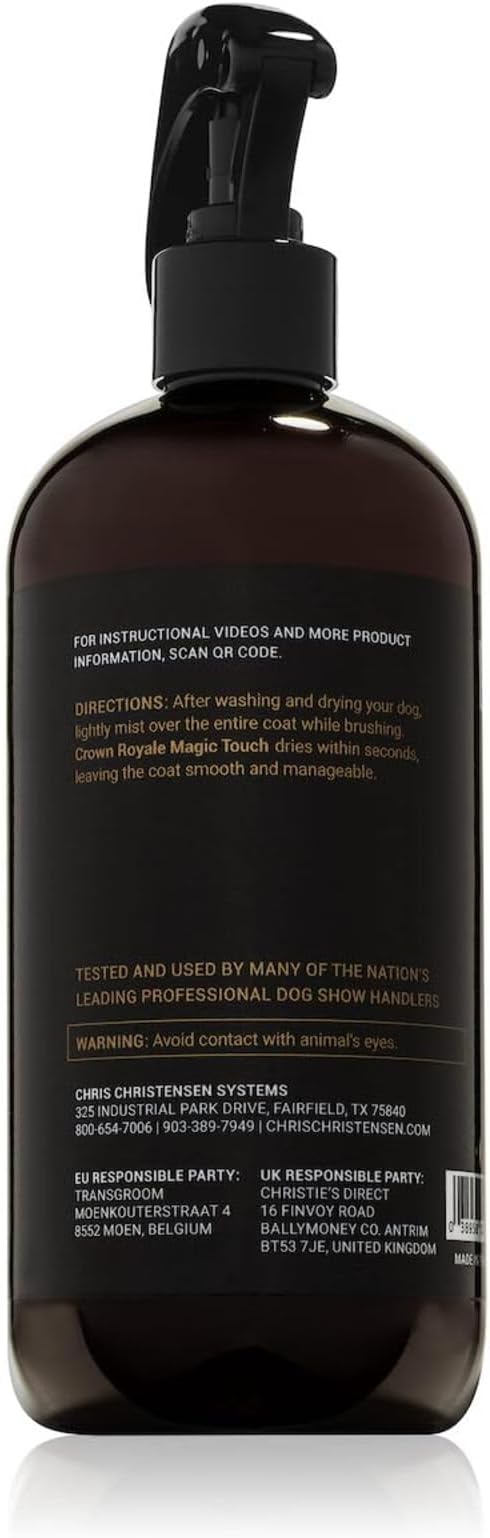 Crown Royale Magic Touch Formula 1 Pet Grooming Spray Ready-to-Use, No Heavy Build-Up, Finishing Spray, Prevents Coat Matting, Formulated with Conditioners, Made in USA, 16 oz