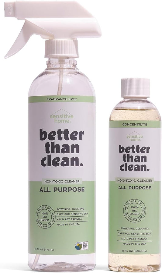 All Purpose Cleaner Starter Pack – Plant-Based, Fragrance Free, Empty Refillable, Cleaning Kit with 8oz Concentrate & 16oz Spray Bottle