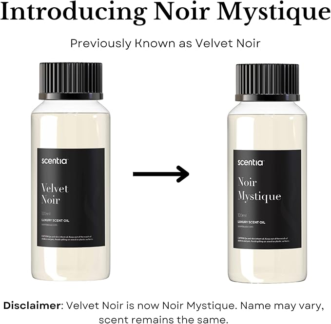 Scentia Noir Mystique – Hotel-Inspired Diffuser Oil, 20ml (0.67 fl oz) | Essential Oil Blend of Rose, Bergamot, Lemon & Musk | Luxury Aroma for Aromatherapy Diffusers & Humidifiers, Thanksgiving Gift