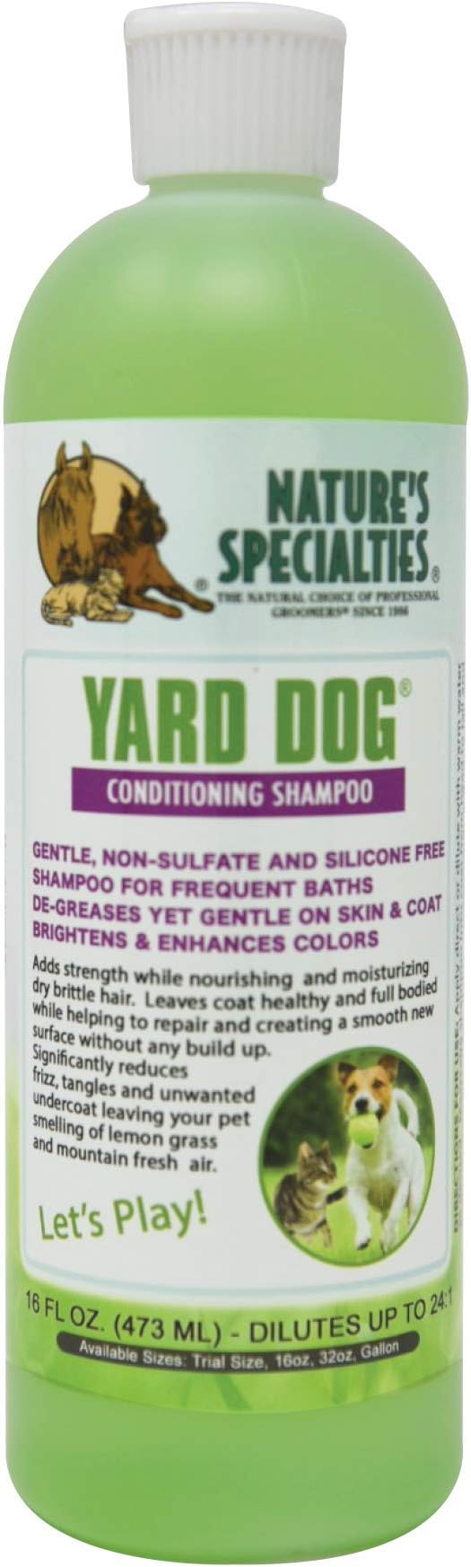 Nature's Specialties Mixing Bottle and Dog Shampoo Conditioner Concentrate Bundle, Easy to Read Measurements Mixing Bottle 32 oz, Yard Dog Dog Shampoo Conditioner Concentrate 16 oz