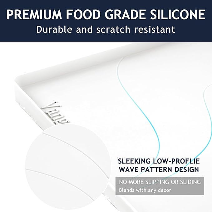 Heavy Duty Silicone Under Sink Mats for Kitchen Waterproof 37" x 19", Extra Thick Under Sink Rubber Mat Drip Tray, Raised Edge Under Sink Liner,Prevent Drips, Leaks, Spills,White