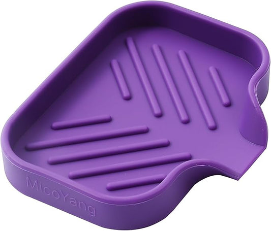 Silicone Bathroom Soap Dishes with Drain Spout-Bathroom and Kitchen Sink Organizer,Sponge Holder,Dish Soap Tray,Perfect for Dispenser,Scrubber,Bottle,Cup on Sink or Counter-Purple 4.9"×3.2"