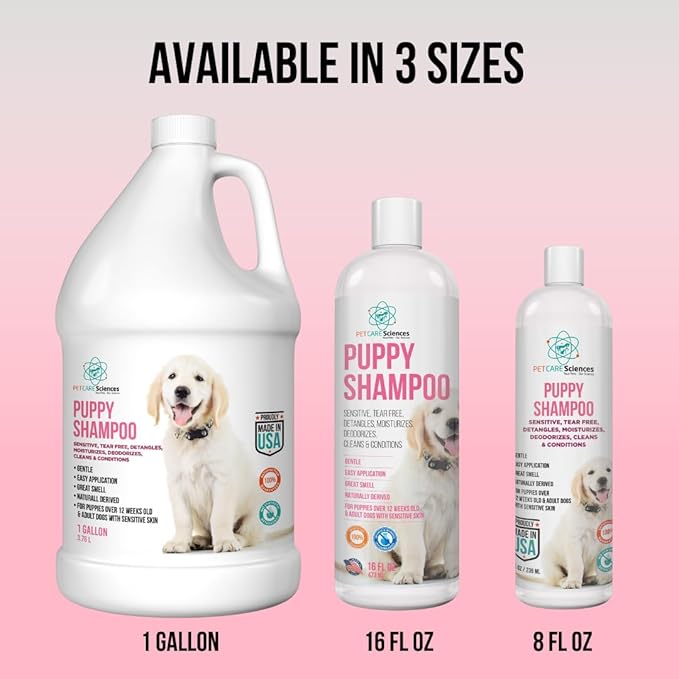 1 Gallon Tearless Puppy Shampoo and Conditioner - Anti-Itch Dog Shampoo Sensitive Skin - Coconut Oil Oatmeal Pet Shampoo for Puppies - Made in The USA