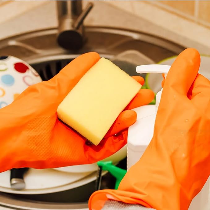 100 Pcs Heavy Duty Cleaning Scrub Sponge Bulk Kitchen Abrasive Scrubber Sponge for One Washing Dish One Scouring Absorbent Scrubbing Assorted Colors