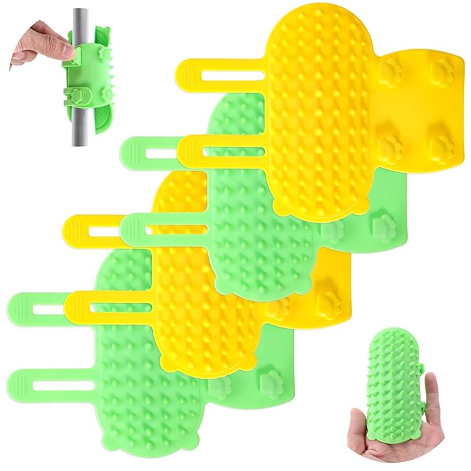 4pcs Self Groomer Corner Catcher for Cats,Cat Face Scratcher,2-in-1 Silicone Cats Brush Combs,Kitty Cat Self Groomer Scratcher for Face,Pet Supplies,Green and Yellow