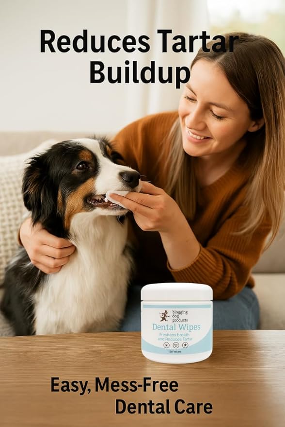 blogging dog products Dental Wipes for Dogs & Cats – Freshens Breath, Reduces Plaque & Tartar – Easy-to-Use Pet Oral Wipes for Cleaner Teeth & Healthy Gums – 50 Count