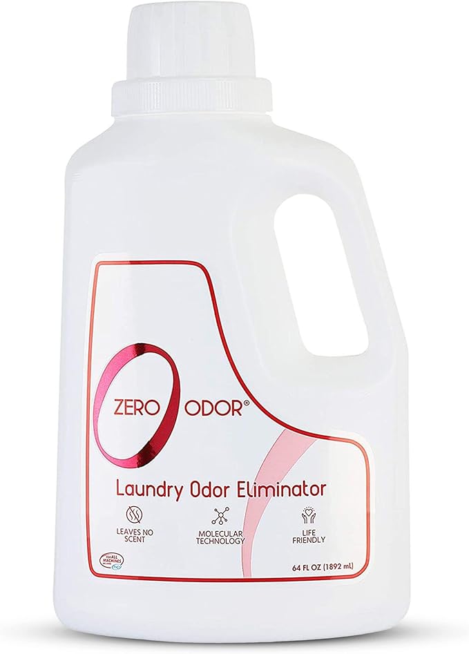 Zero Odor – Laundry Odor Eliminator - Permanently Eliminate laundry Odor – Patented Molecular Technology Best For Clothes, Towels & Linens, Shoes, Bags, Etc. - rinse and refresh Again, 64oz