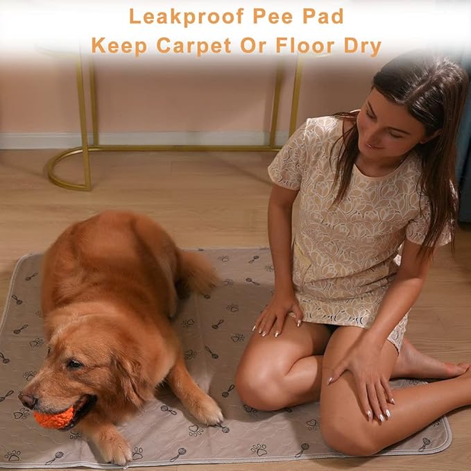 Peepeego 2Pack Pee Pads for Dogs Reusable+Free Dog Comb, Waterproof Rug 36”x48, Absorbent Puppy Pads Washable, Non Slip Protector for Bed Couch Carpet