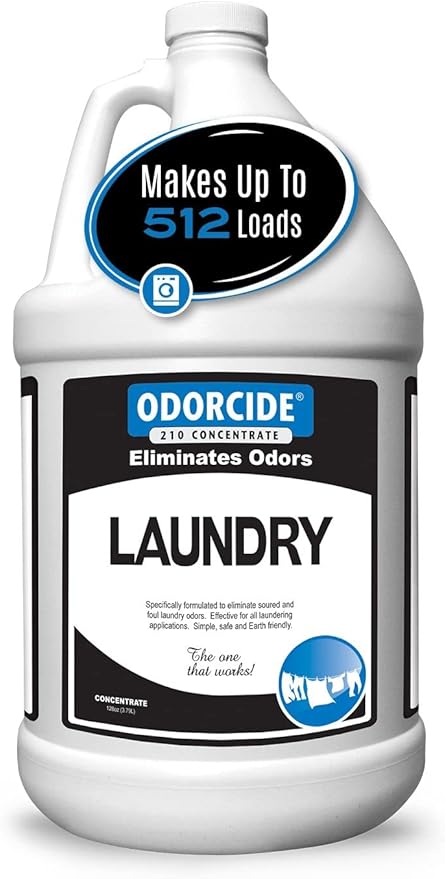 Odorcide – 1 Gallon Concentrated Laundry Odor Eliminator for Strong Odor, All Laundry Uses – Safe, Non-Enzymatic Odor Neutralizer – Laundry Odor Remover for Smoke, Sweat & Pet Odors (1 Gal)