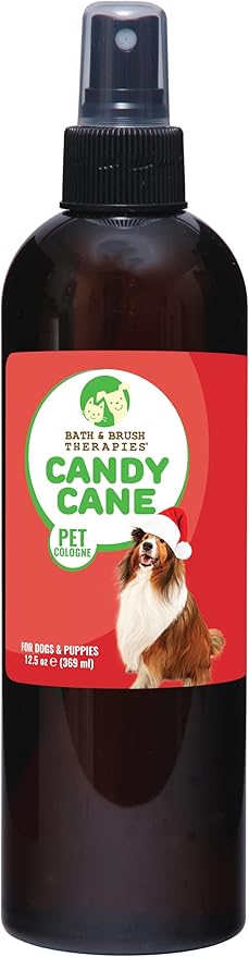 Showseason Animal Products Bath & Brush Therapies® Candy Cane Pet Cologne 12.5 oz For Dogs | Long-Lasting Odor Eliminator | Paraben-Free | Biodegradable and Non-Toxic | Made in USA