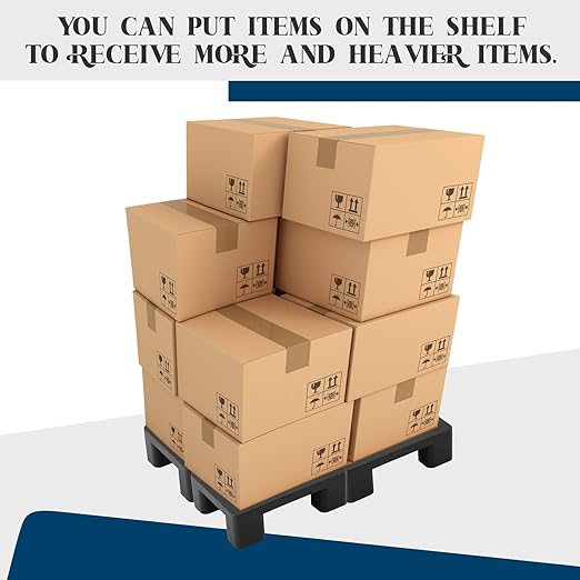 2 Pack Dunnage Rack, 15.75" Long x 11.81" Wide, 4.72" Height Plastic Dunnage Rack, 1000+ Pound Capacity Storage Commercial Food Service Storage in Restaurant Kitchens Shop, Black