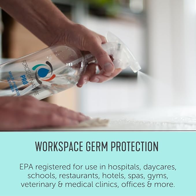 Force of Nature Multi-Purpose Cleaner, Disinfectant & Deodorizer | Kills 99.9% of Germs (Pro Kit (Commercial Use) & 10 Capsules (10mL each))