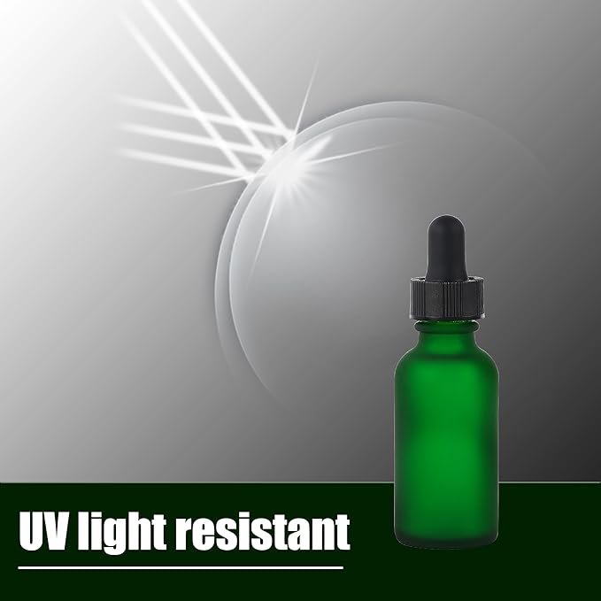 48 Pcs, 2oz Glass Dropper Bottle, Leakproof Tincture Bottles with Dropper, Green Reusable Eye Dropper Bottle, Preety Frosted Texture, for All Kinds of Liquids (Green-Frosted, 2oz-48pcs)