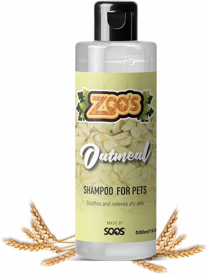 Zoo’s Pet Oatmeal Dog Shampoo for Cats and Pets Fast Absorbing Moisturize Skin Provides Relief to Dry, Itchy Skin While Softening Your Pet’s Coat - 1x Dog and Cat Shampoo (500ml / 16.9oz)