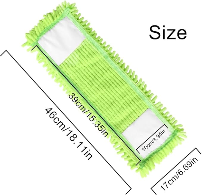 4Pcs Mop Head Replacement Cloth Soft Flat Mop Refill Pads Water Absorption Mop Pads Accessories for Home Floor Cleaning Multi-Surface Floors, 18.11 Inch Washable Cleaning & Dusting Pads Green