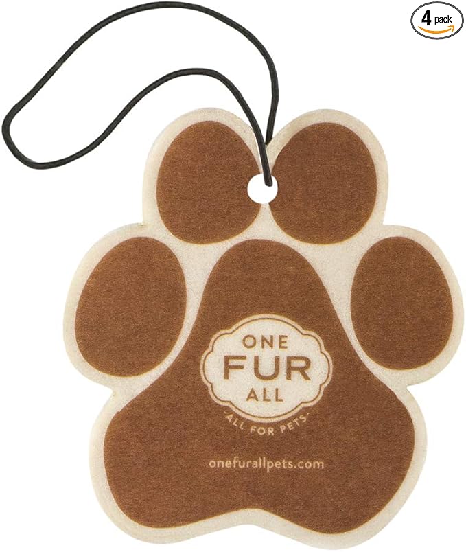 One Fur All Pet House Car Air Freshener - Vanilla Sandalwood Pack of 4 - Non-toxic Car Air Freshener - Pet-Friendly Air Freshener For Small Spaces & Car - Hanging Odor Eliminating Air Freshener