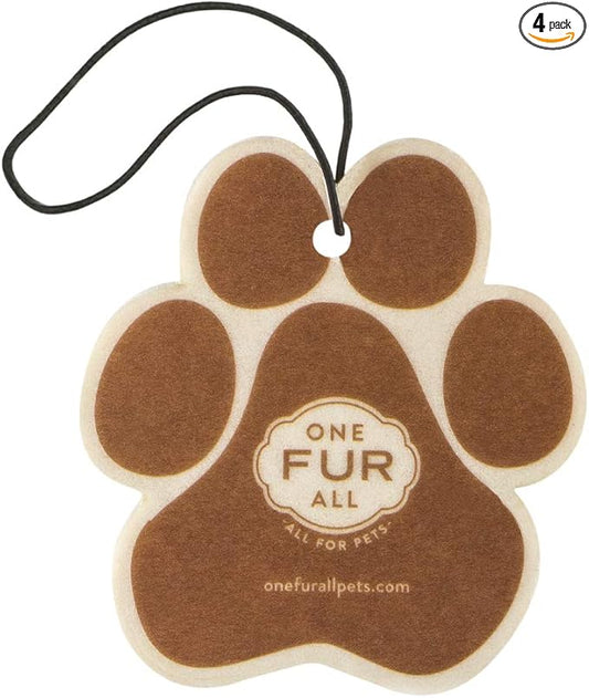 One Fur All Pet House Car Air Freshener - Vanilla Sandalwood Pack of 4 - Non-toxic Car Air Freshener - Pet-Friendly Air Freshener For Small Spaces & Car - Hanging Odor Eliminating Air Freshener