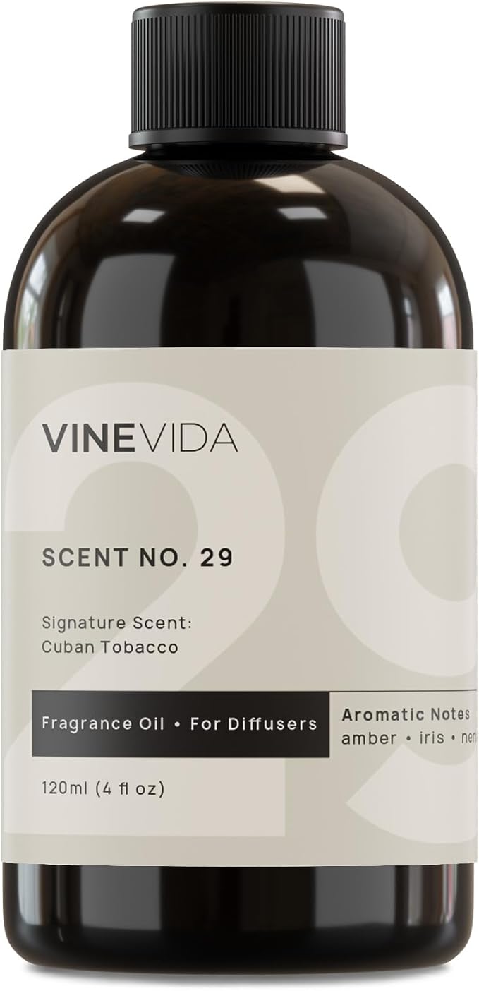 VINEVIDA [4 Fl Oz] Cuban Tobacco Fragrance Oil for Cold Air Diffusers, Essential Oils for Diffuser Oil Refill & Air Freshener Room Spray