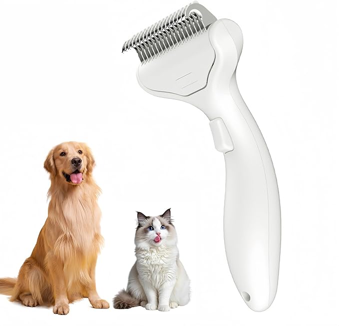 Undercoat Rake for Dogs & Cats, Deshedding Brush for Long haired Pets,Dog Brush for Shedding with Release Button,Best Cat Undercoat Brush&Deshedding Tool for Grooming