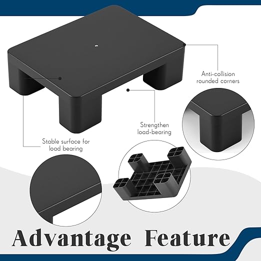 2 Pack Dunnage Rack, 15.75" Long x 11.81" Wide, 4.72" Height Plastic Dunnage Rack, 1000+ Pound Capacity Storage Commercial Food Service Storage in Restaurant Kitchens Shop, Black