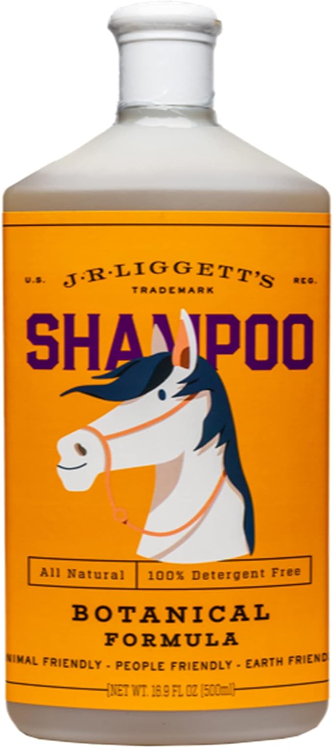 JR Liggett’s Liquid Botanical Horse Shampoo for Sensitive Skin - 100% Detergent-Free, Non-GMO Formula - Gently Deep Cleans and Nourishes Healthy Skin, Mane & Tail - 16.9 fl oz