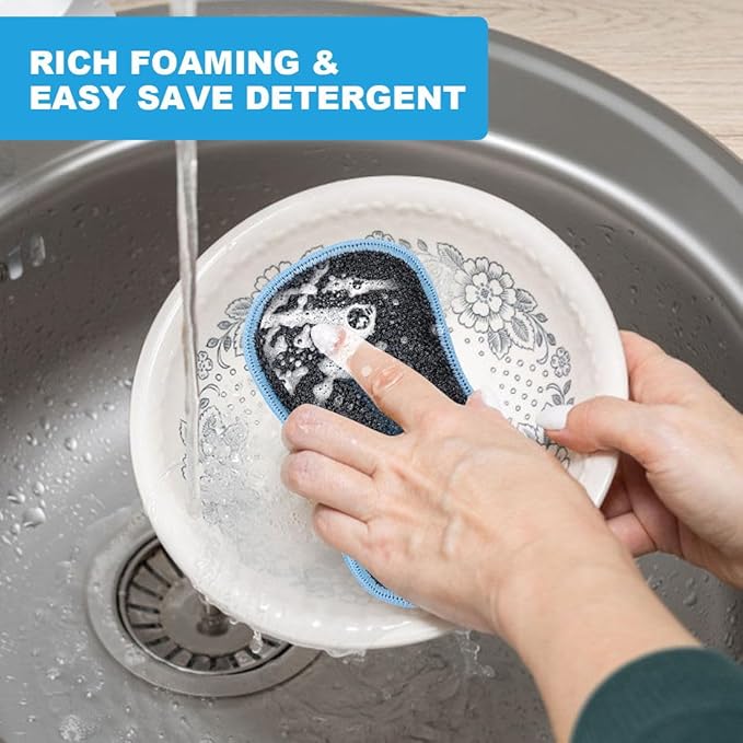 HOMEXCEL 12 Pack Multi-Purpose Scrub Sponges Kitchen, Dish Sponge, Non-Scratch Microfiber Sponge for Efficiently Cleaning Dishes, Pots, and Pans (Multicolor)