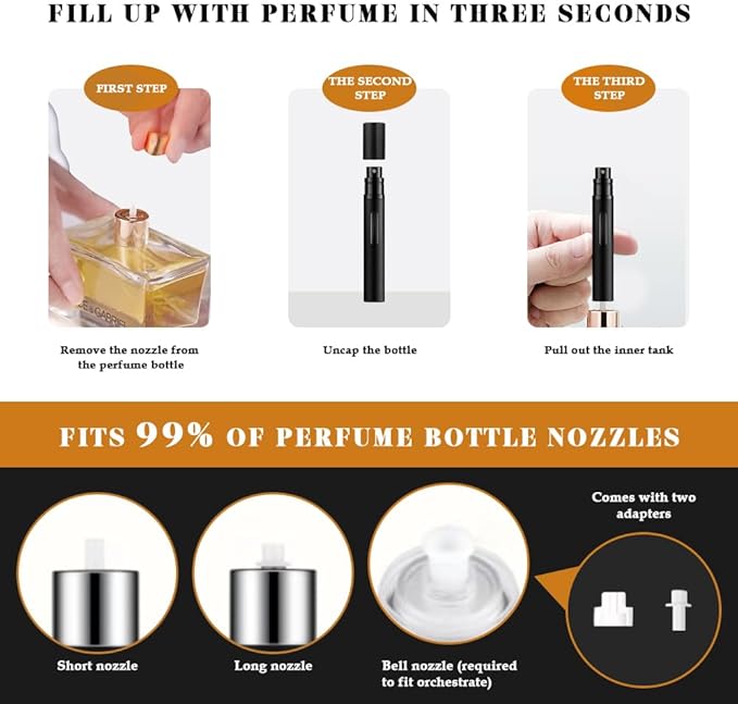 10ml Perfume Atomizer Travel Refillable, 3PCS Perfume Travel Refillable Bottle,Bottom-Filling Fragrances Perfumes Bottle,Mini Cologne Dispenser,Portable Sprayer（Black-Grey-Silver）