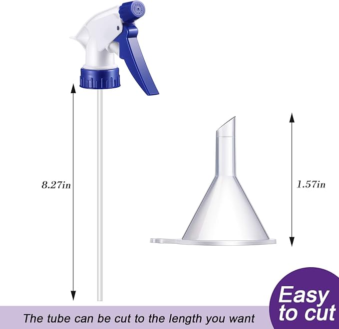 24 Pieces Trigger Sprayer Spray Bottle Top Replacement Bottle Sprayer Nozzle Mist Sprayer Head and 5 Pieces Clear Mini Funnel for Home Office Cleaning Supplies, Fit Standard 28/400 Neck Bottles