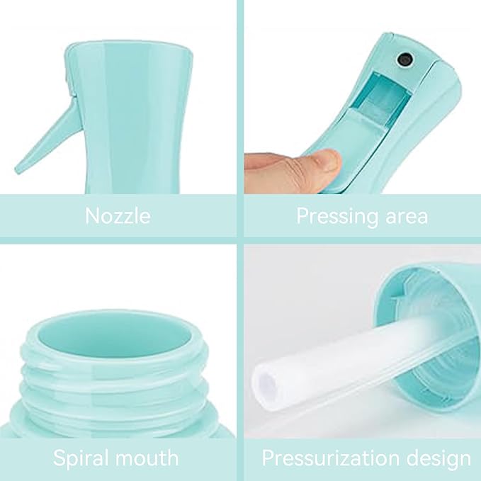 Continuous Mist Spray Bottle for Hair, Face & Plants (6.8oz/200ml) - Ultra Fine Travel-Size Water Mister for Salons, Cleaning, Pets & Skincare Leakproof Design