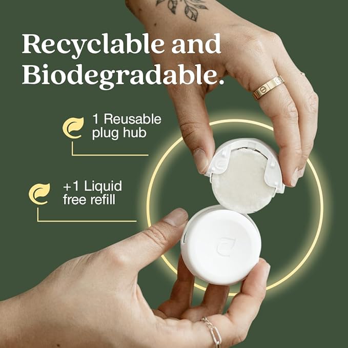 Enviroscent Non Toxic Air Freshener (Lemon Leaf & Thyme) Plug-in Home Fragrance Last 45+ Days | Kit includes 1 Refillable Plug In Warmer & 1 Scent Refill