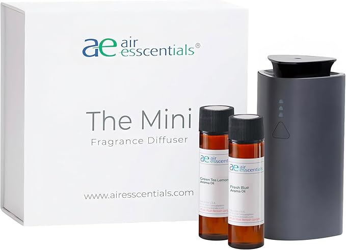 Air Esscentials 'The Mini' Gift Set, Mini Essential Oil Diffuser with Green Tea Lemongrass & Fresh Blue, Rechargeable & Waterless Small Oil Diffuser, 300 sq. ft. Coverage, Signature Scent Collection