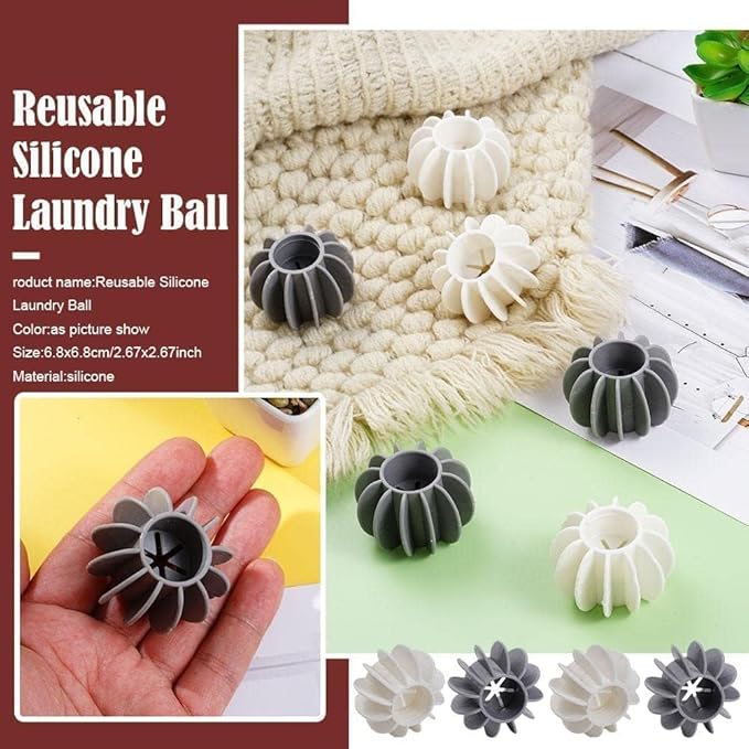 6Pcs Laundry Balls, Silicone Pet Hair Remover for Laundry, Reusable Lint and Hair Catcher for Washing Machines, Cat Dog Fur Remover Balls for Clothes