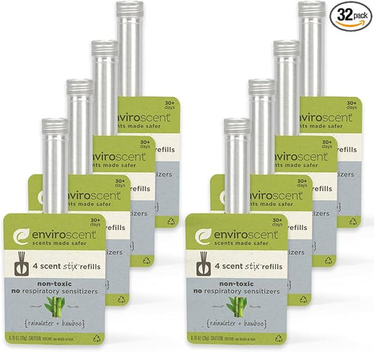 Enviroscent Non-Toxic Air Freshener for Home | Essential Oil Diffuser | Air Freshener & Room Freshener | Home Fragrance Last Over 30 Days | 32 Scent Stix Refills (Rainwater & Bamboo)