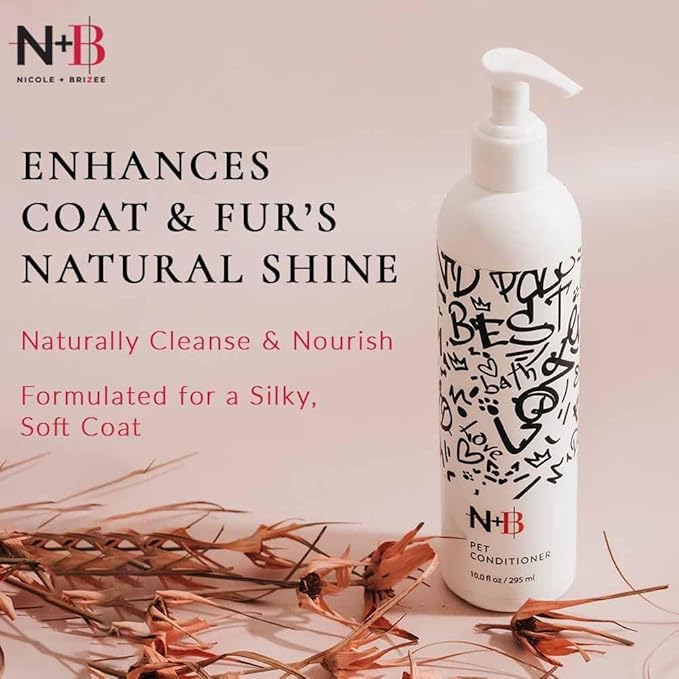 N+B Pet Conditioner for Dogs, Cats & Household Pets | Made w/Organic, Natural Ingredients | Enhance Coat & Fur’s Natural Shine | Anti-Itch, Hypoallergenic, Eliminates Odor | 10oz